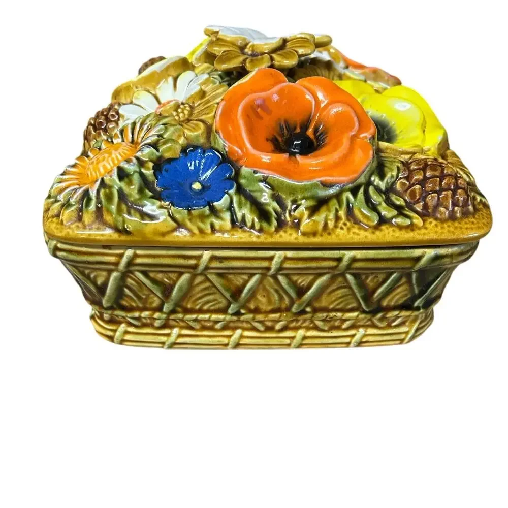 Beautiful Ceramic Vintage 2Pc Dish‎ with Flowers 7